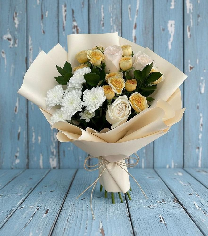 Букет цветов из: Розы и Хризантемы в Жаворонки