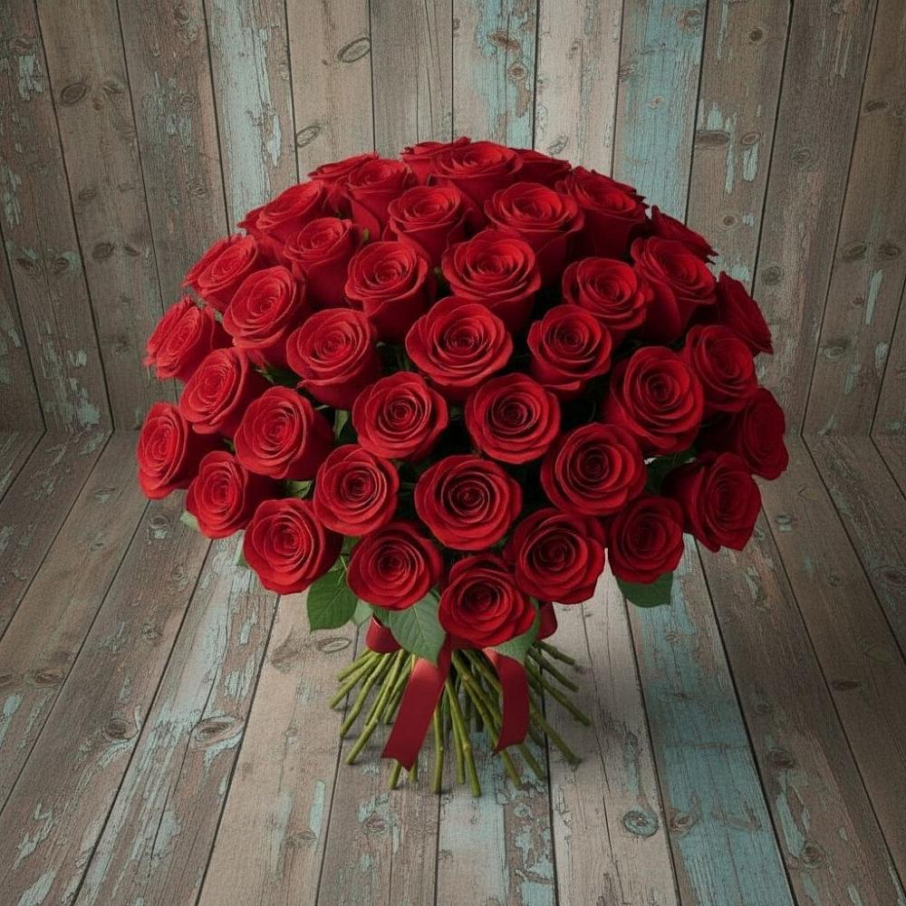 Букет 55 Красных роз Фридом в Жаворонки