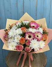 Букет цветов из:  Розы, Герберы и Хризантемы #REPLACE_PRED# Жаворонки