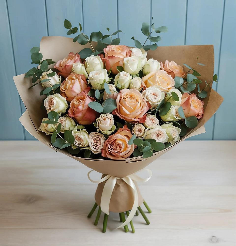 Букет цветов из: Альстромерии и Розы в Жаворонки