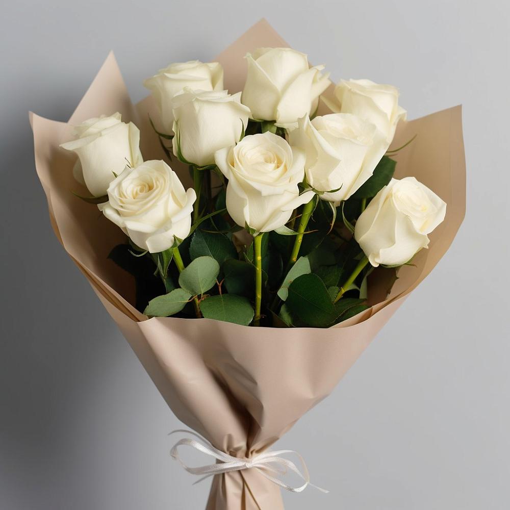 Букет 9 Белых роз Эдлесс Лав в Жаворонки