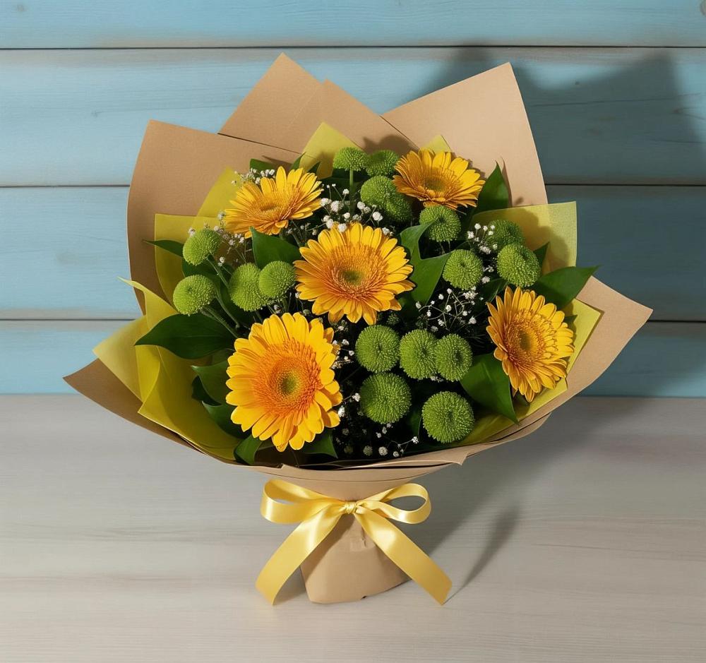 Букет цветов из: Герберы и Хризантемы в Жаворонки