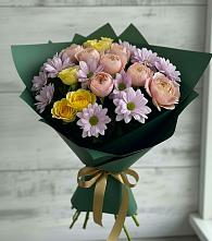 Букет цветов из:  Хризантемы и Розы #REPLACE_PRED# Жаворонки