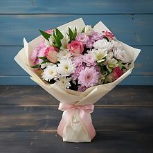 Букет цветов из:  Хризантемы, Альстромерии и Розы в Жаворонки