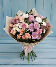 Букет цветов из:  Хризантемы, Розы и Альстромерии #REPLACE_PRED# Жаворонки