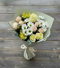 Букет цветов из:  Альстромерии, Розы и Хризантемы в Жаворонки