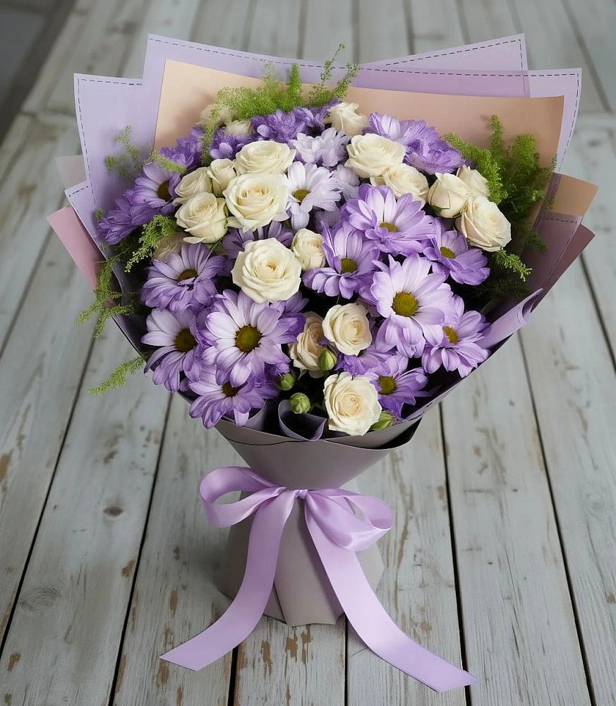 Букет цветов из: Хризантемы и Розы в Жаворонки